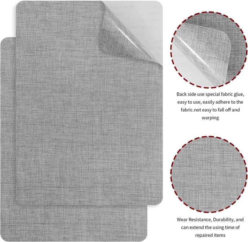 EMORBALS 2Pcs 8 * 11Inch Couch Patches Repair Fabric, Self-Adhesive Couch Repair Patch with Strong Glue, Repair Patch for Sofa, Tote Bags, Car Seats, Furniture,Etc(Grey) - Image 3